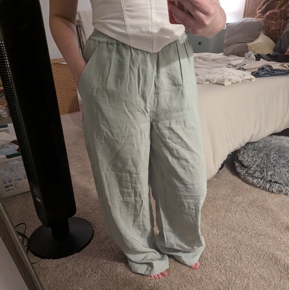 Pull on mint green pants